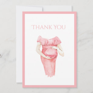 Carte De Remerciements Baby shower mignon rose pour maman