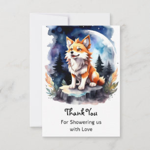 Carte De Remerciements Baby shower mignon Wolf Pup
