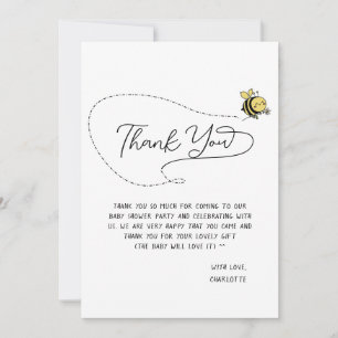 Carte De Remerciements Baby Shower Mignonne Petite Abeille