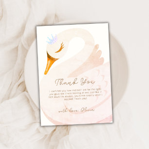 Carte De Remerciements Baby shower minimaliste Boho Princess Swan Girl