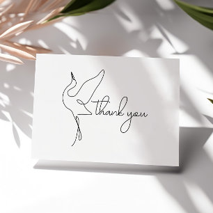 Carte De Remerciements Baby-Shower Minimaliste Cigogne Neutre