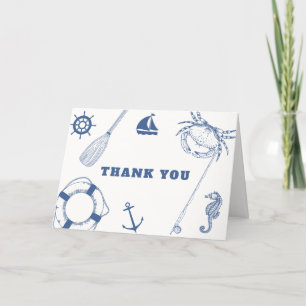 Carte De Remerciements Baby shower minimaliste de pêche nautique