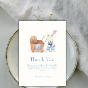 Carte De Remerciements Baby shower minimaliste de poussette Boho Rabbit
