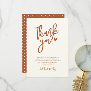 Carte De Remerciements Baby shower minimaliste en terre cuite