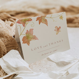 Carte De Remerciements Baby Shower Minimaliste Feuilles d'Automne