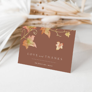 Carte De Remerciements Baby Shower Minimaliste Feuilles d'Automne
