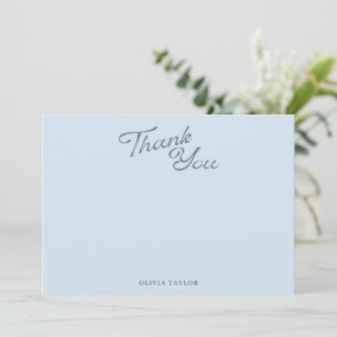 Carte De Remerciements Baby Shower Minimaliste Moderne Bleu Rétro Script