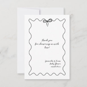 Carte De Remerciements Baby Shower Minimaliste Moderne Neutre avec un Nœu