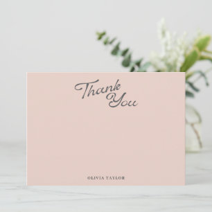Carte De Remerciements Baby Shower Minimaliste Moderne Rose Pâle Écriture