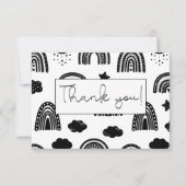 Carte De Remerciements Baby shower moderne Black White Rainbow (Devant)
