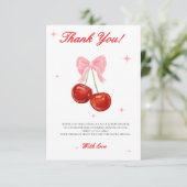 Carte De Remerciements Baby shower moderne cerise (Debout devant)