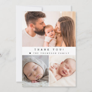 Carte De Remerciements Baby shower moderne photo Collage simple