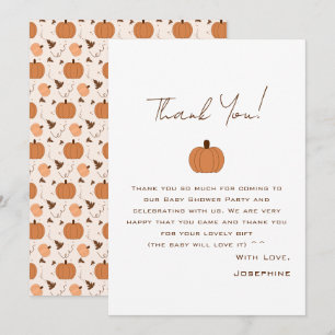 Carte De Remerciements Baby Shower Moderne pour Bébé Citrouille Genre Neu
