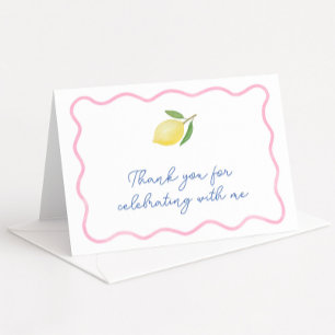 Carte De Remerciements Baby Shower Moderne Rose Vague Border Lemon
