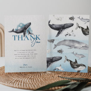 Carte De Remerciements Baby Shower Moderne Rustique Océan Plat Vertical