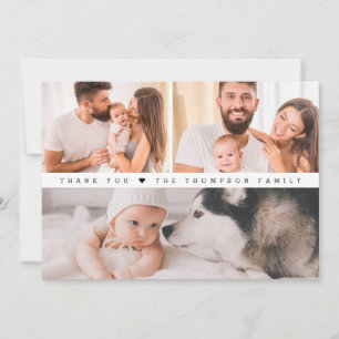 Carte De Remerciements Baby shower moderne simple 3 photos