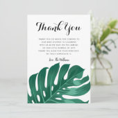 Carte De Remerciements Baby shower moderne Tropical Monstera Green Leaf (Debout devant)