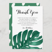 Carte De Remerciements Baby shower moderne Tropical Monstera Green Leaf (Devant / Derrière)