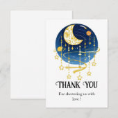 Carte De Remerciements Baby shower Moon Falling Stars (Devant / Derrière)