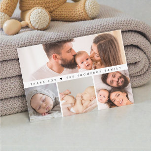 Carte De Remerciements Baby shower Multi Photos Simple