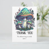 Carte De Remerciements Baby shower mystique de champignons (Debout devant)
