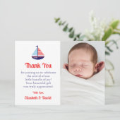Carte De Remerciements Baby shower nautique (Debout devant)