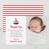 Carte De Remerciements Baby shower nautique (Devant / Derrière)