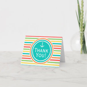 Carte De Remerciements Baby shower Nautique, Bright Rainbow Stripes
