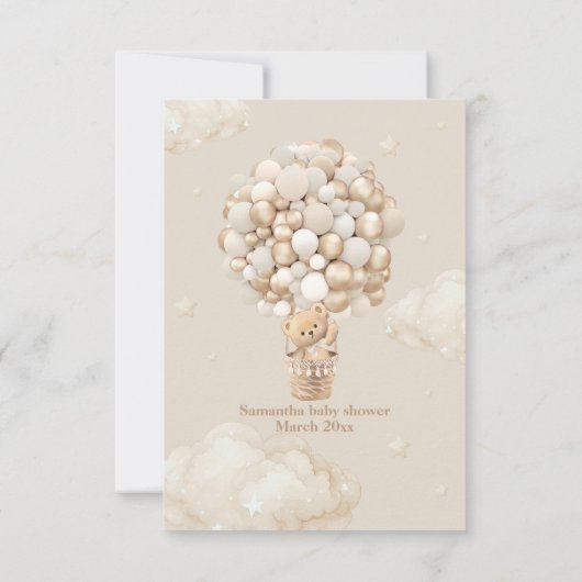 Carte De Remerciements Baby shower neutre d'attente de l'ours en peluche (Dos)