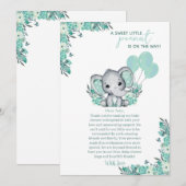 Carte De Remerciements Baby shower neutre éléphant (Devant / Derrière)