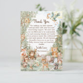 Carte De Remerciements Baby shower Neutre forestier (Debout devant)