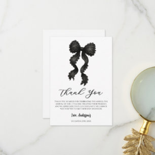 Carte De Remerciements Baby shower noir Bow Coquette Bow