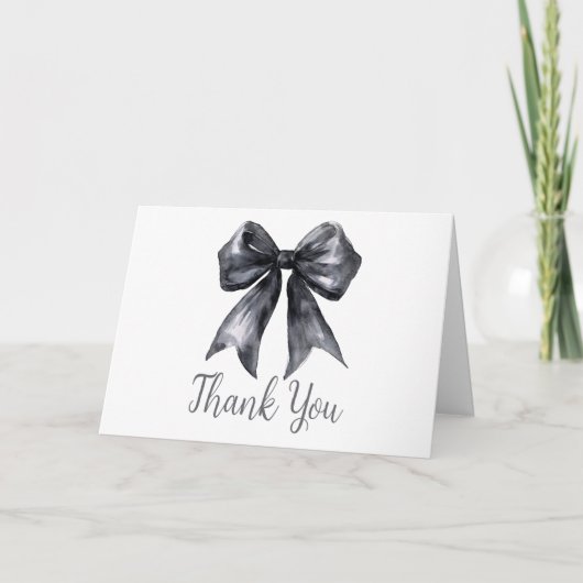 Carte De Remerciements Baby shower noir Coquette Bow (Devant)