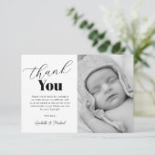 Carte De Remerciements Baby shower noir simple (Debout devant)