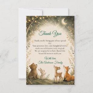 Carte De Remerciements Baby Shower Nuit Magique en Forêt Enchantée