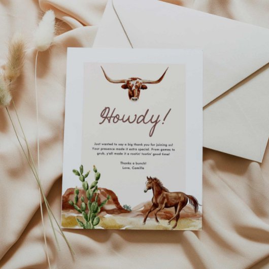 Carte De Remerciements Baby shower occidental Cowboy