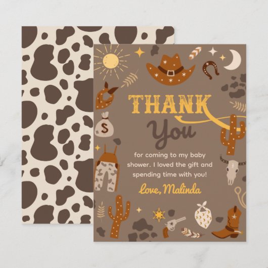 Carte de remerciements Baby shower occidental | Do (Devant / Derrière)