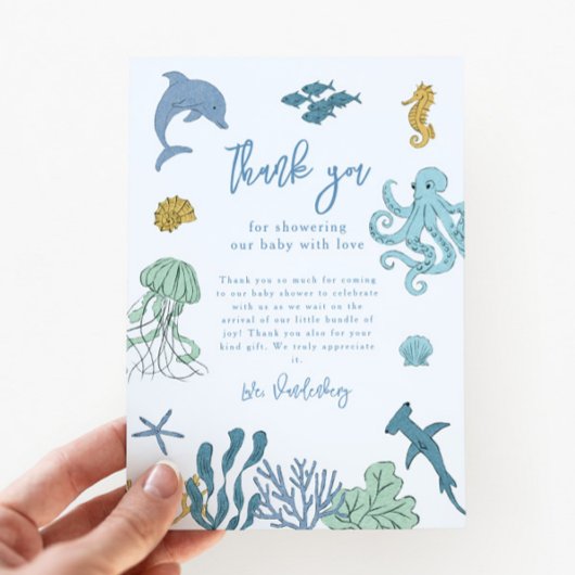 Carte De Remerciements Baby shower Ocean Boy