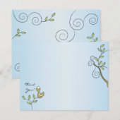 Carte de remerciements baby shower, "Oiseaux d'or" (Devant / Derrière)