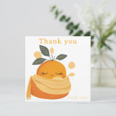Carte De Remerciements baby shower orange cuite (Debout devant)