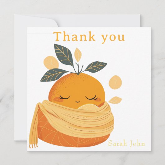 Carte De Remerciements baby shower orange cuite (Devant)