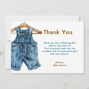 Carte De Remerciements Baby shower Ouest Blue Jean Boy