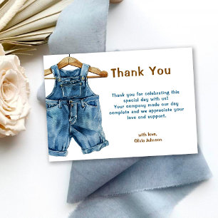 Carte De Remerciements Baby shower Ouest Blue Jean Boy