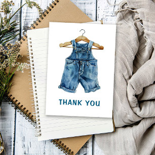 Carte De Remerciements Baby shower Ouest Blue Jean Boy