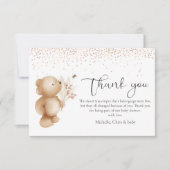 Carte De Remerciements Baby Shower Ours & Abeille (Devant)