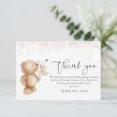 Carte De Remerciements Baby Shower Ours & Abeille (Debout devant)