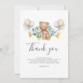 Carte De Remerciements Baby shower Ours Eucalyptus (Devant)