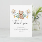 Carte De Remerciements Baby shower Ours Eucalyptus (Debout devant)