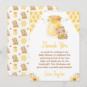 Carte De Remerciements Baby Shower Ourson au Miel