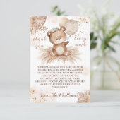 Carte De Remerciements Baby shower Pampas Beige Teddy Bear (Debout devant)
